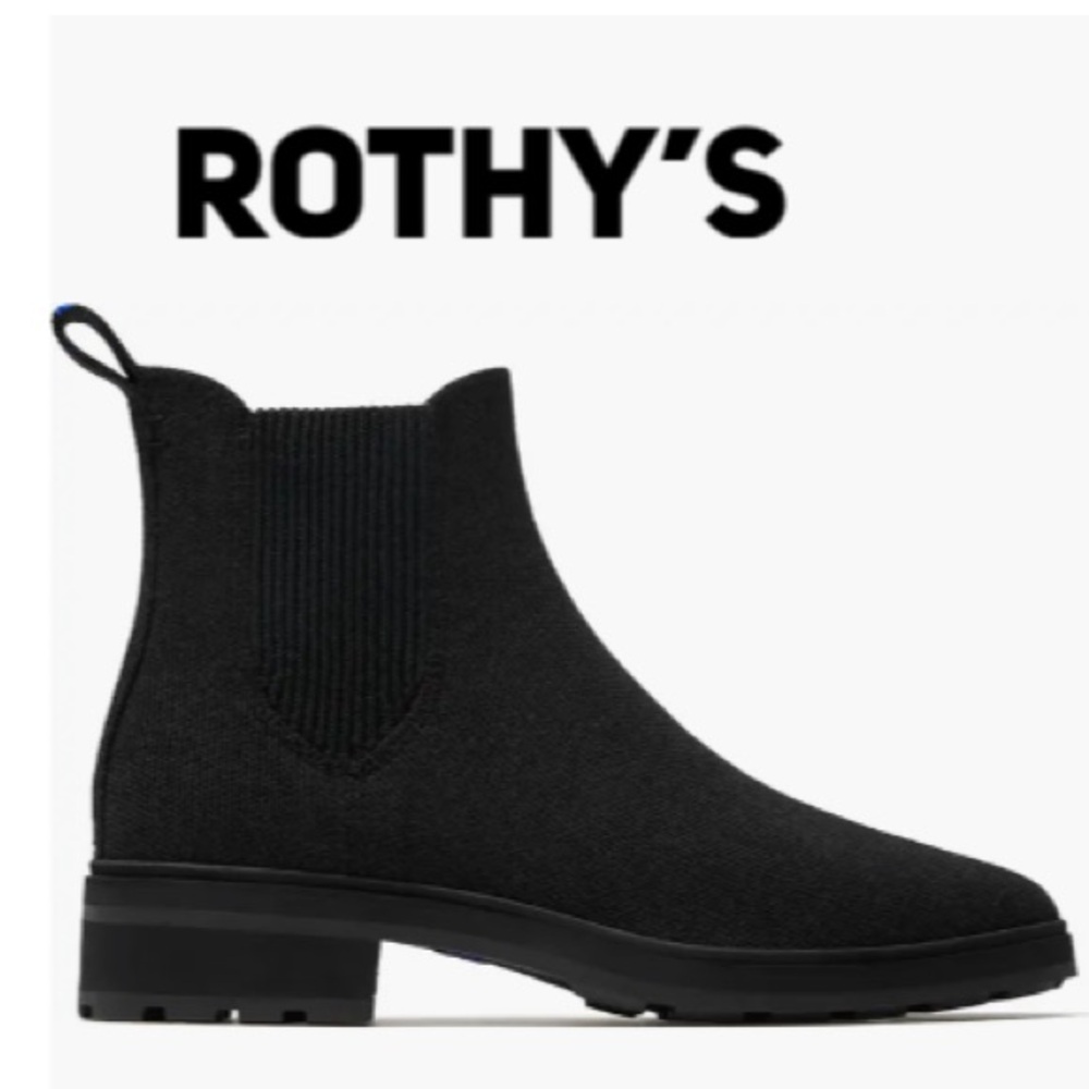 Rothy’s Recycled Bottles Sold Out The Lug Merino Wool Knit Boot In Onyx Black